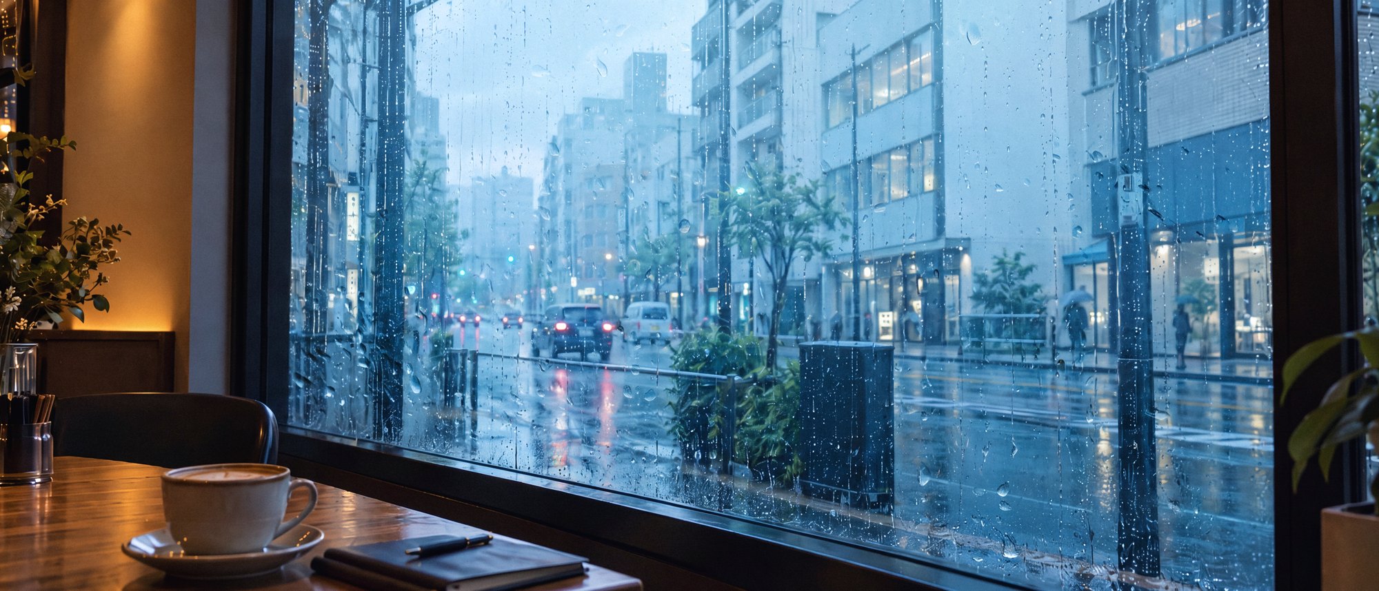 A quiet café window in Tokyo